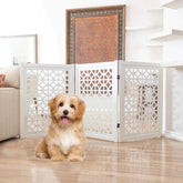 Wooden Portable Safety Pet Fence Gate Partition For Kids & Dogs (White) - Wooden Twist UAE
